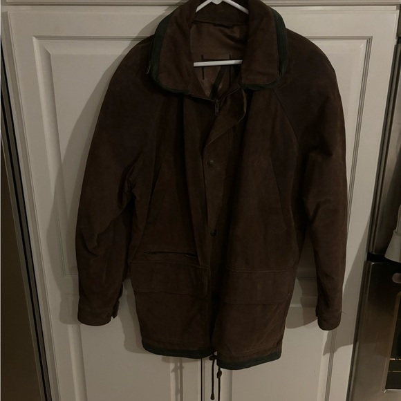 Zeidler & Zeidler Leather Suede Toggle Men's Jacket Brown with stored hood - Picture 1 of 10